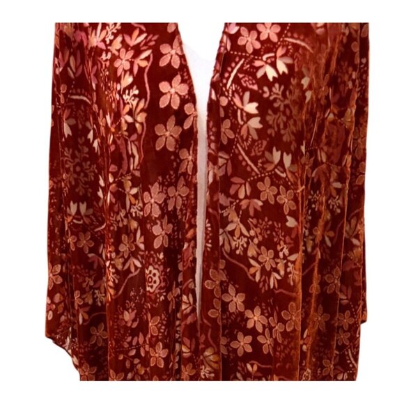 Torrid Womens Velvet Burnout Ruana Rust One Size Kimono Top OS - Picture 4 of 10